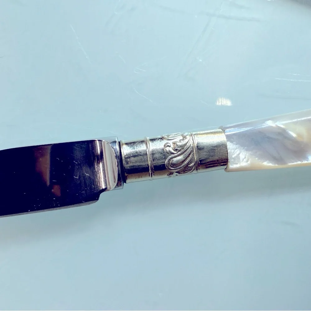 Kirk & Matz Sheffield mini fruit cheese knife sterling blade pearl handle